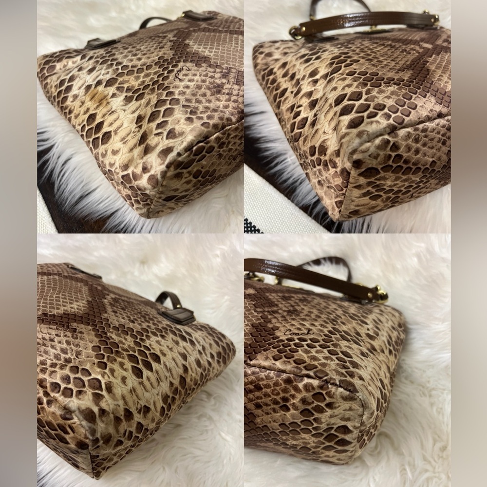 Coach Nylon Beige Python Print Tote/Shoulder Bag - image 6